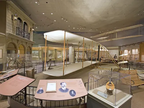 A gallery holding the Wright Flyer.