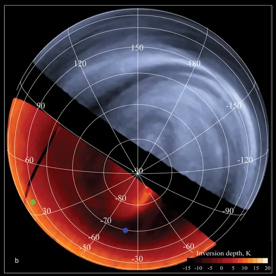 A graphic of Venus comparing what the planet looks like at different wavelengths.