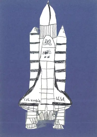A drawing of the Space Shuttle Columbia, given to Marty Kelsey by one of his students.